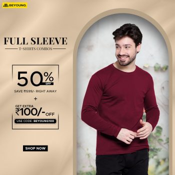 explore full sleeve t shirts for men online at Beyoung