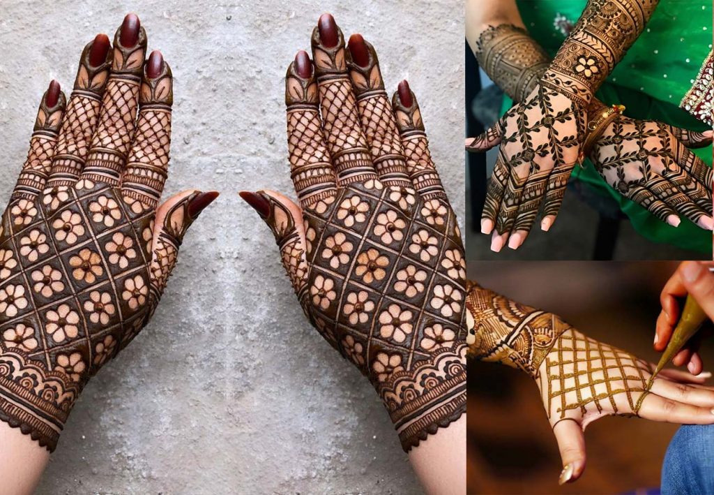 Back Hand Mehndi Design With Criss-cross Pattern