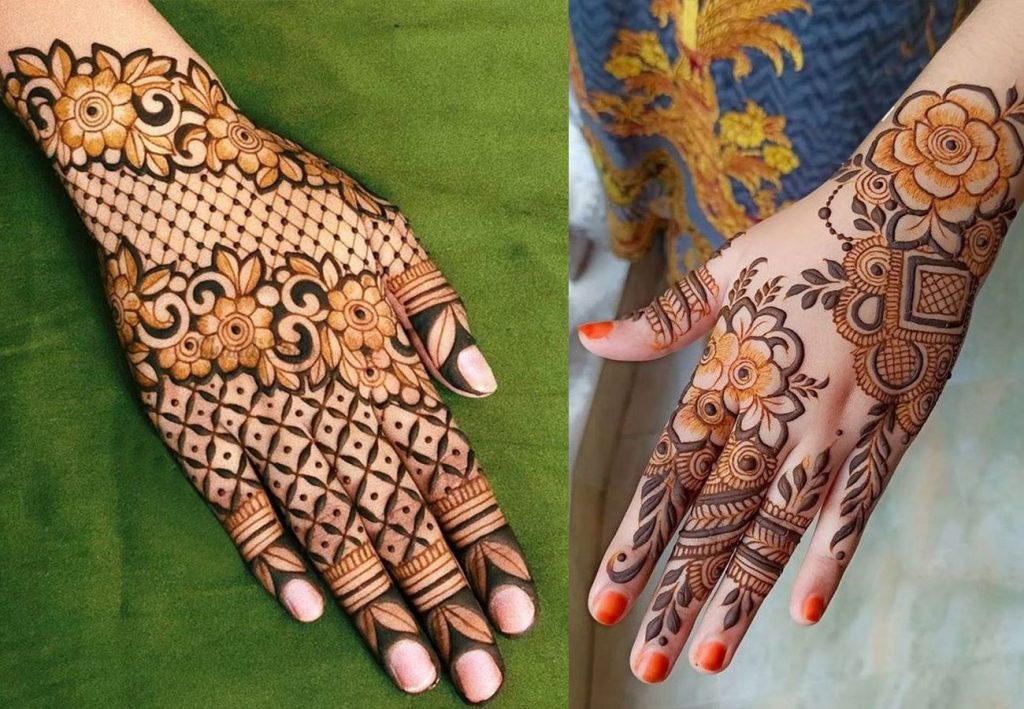 Mehndi Design for Back Hand with Floral Motifs