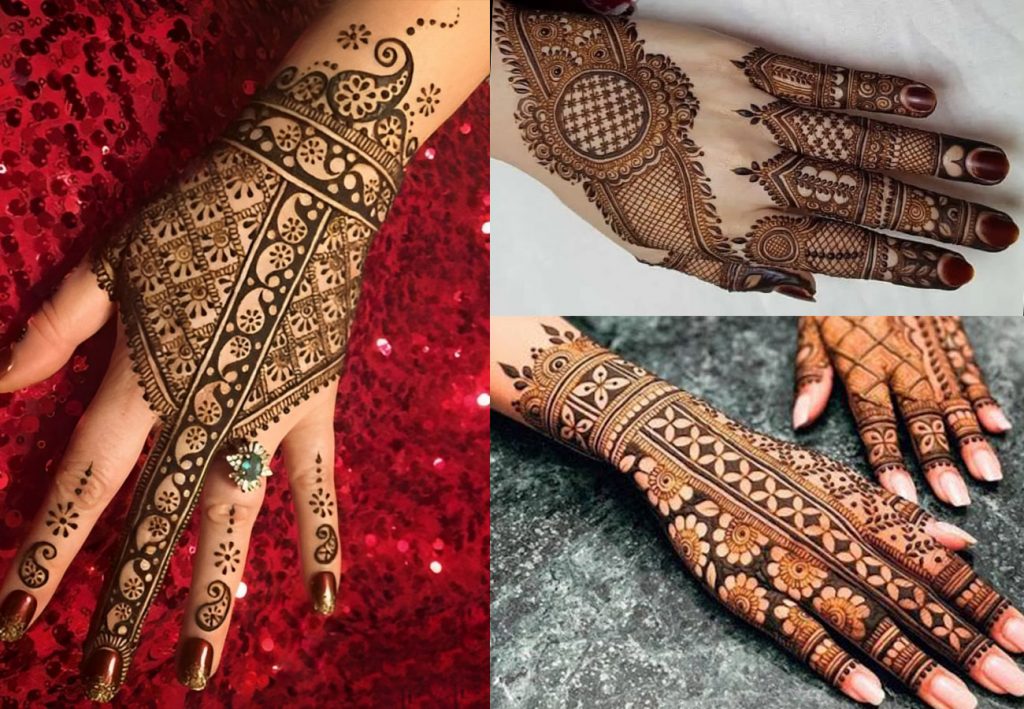 Columned Mehndi Design Back Hand Side