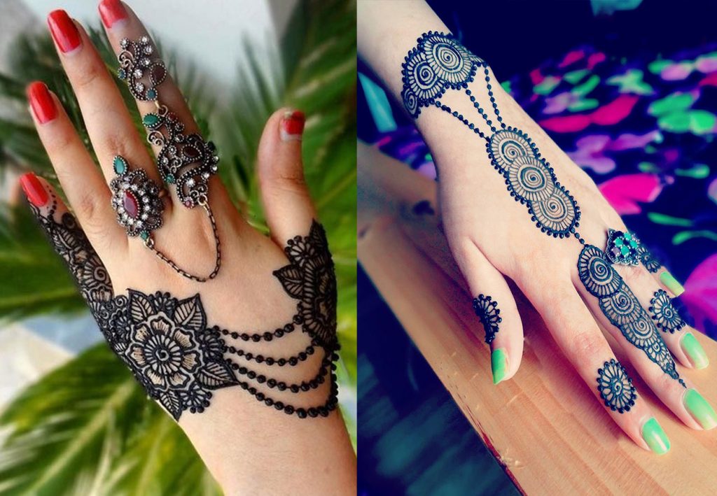 Stylish Jewellery Back Hand Mehndi Design