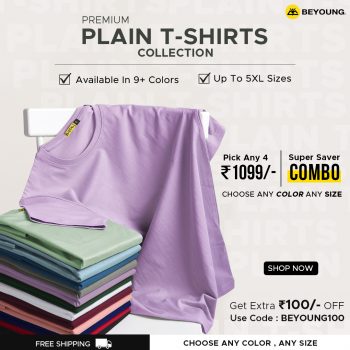 shop plain t shirts for men online at Beyoung