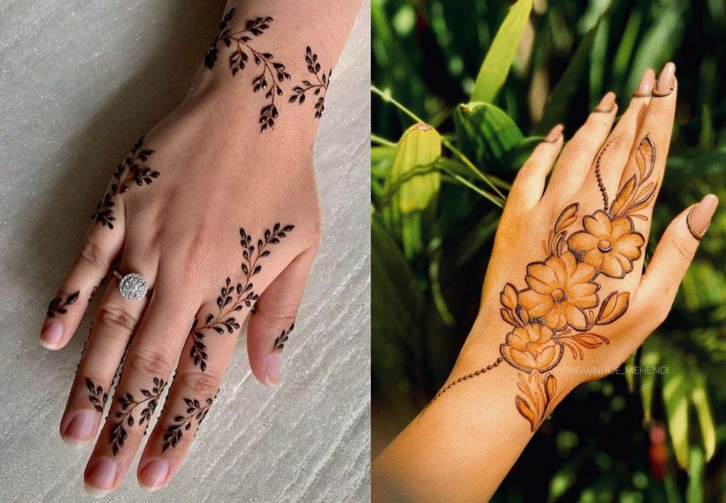 Tattooed Floral Back Hand Side Mehndi Design