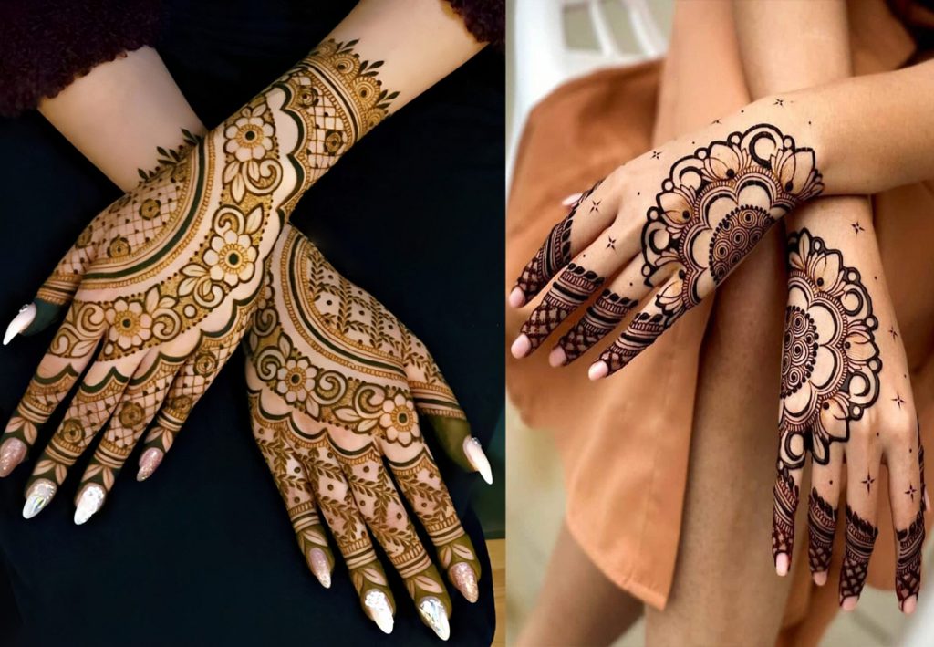 Trendy Back Hand Mehndi Design for Bride